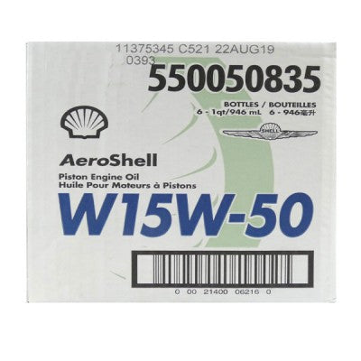 Aeroshell Aviation Oil 15W-50 Multigrade-Case of 6 (Quarts)