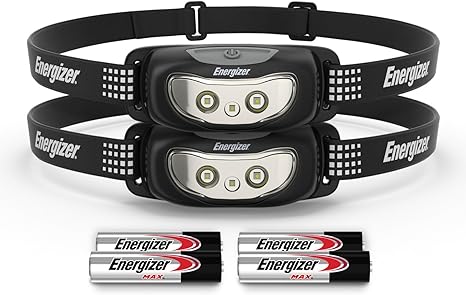 Energizer Universal+ LED Headlamp, Lightweight Bright Headlamp for Outdoors, Includes Batteries, Pack of 2