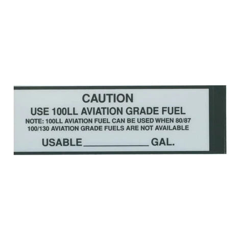 100LL Aviation Fuel Placard, Sticker