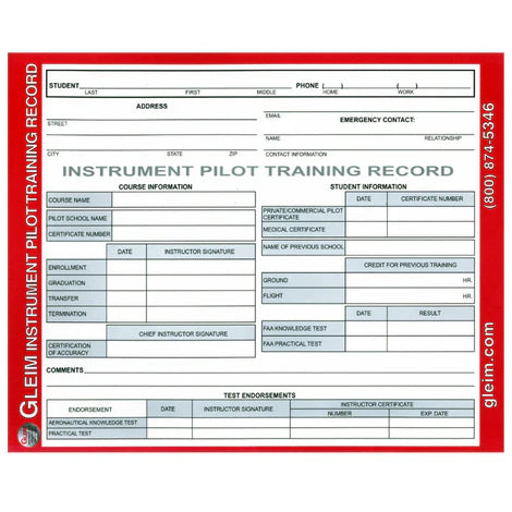 Instrument Pilot Training Record