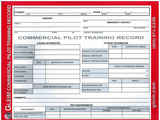 Commercial Pilot Training Record