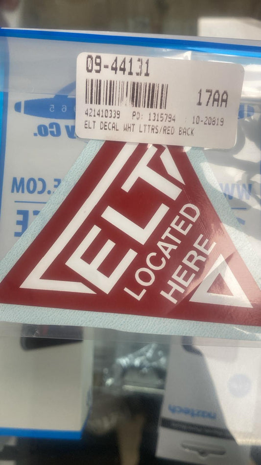 ELT DECAL WHITE LTTRS/RED BACK