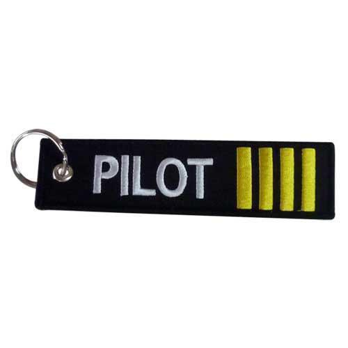KEYCHAIN, EMBROIDERED, PILOT, 4 STRIPE